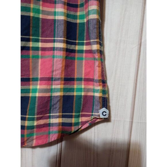 Cremieux Shirt Men's Large Pink Blue Plaid Button Front Short Sleeve - Picture 4 of 8